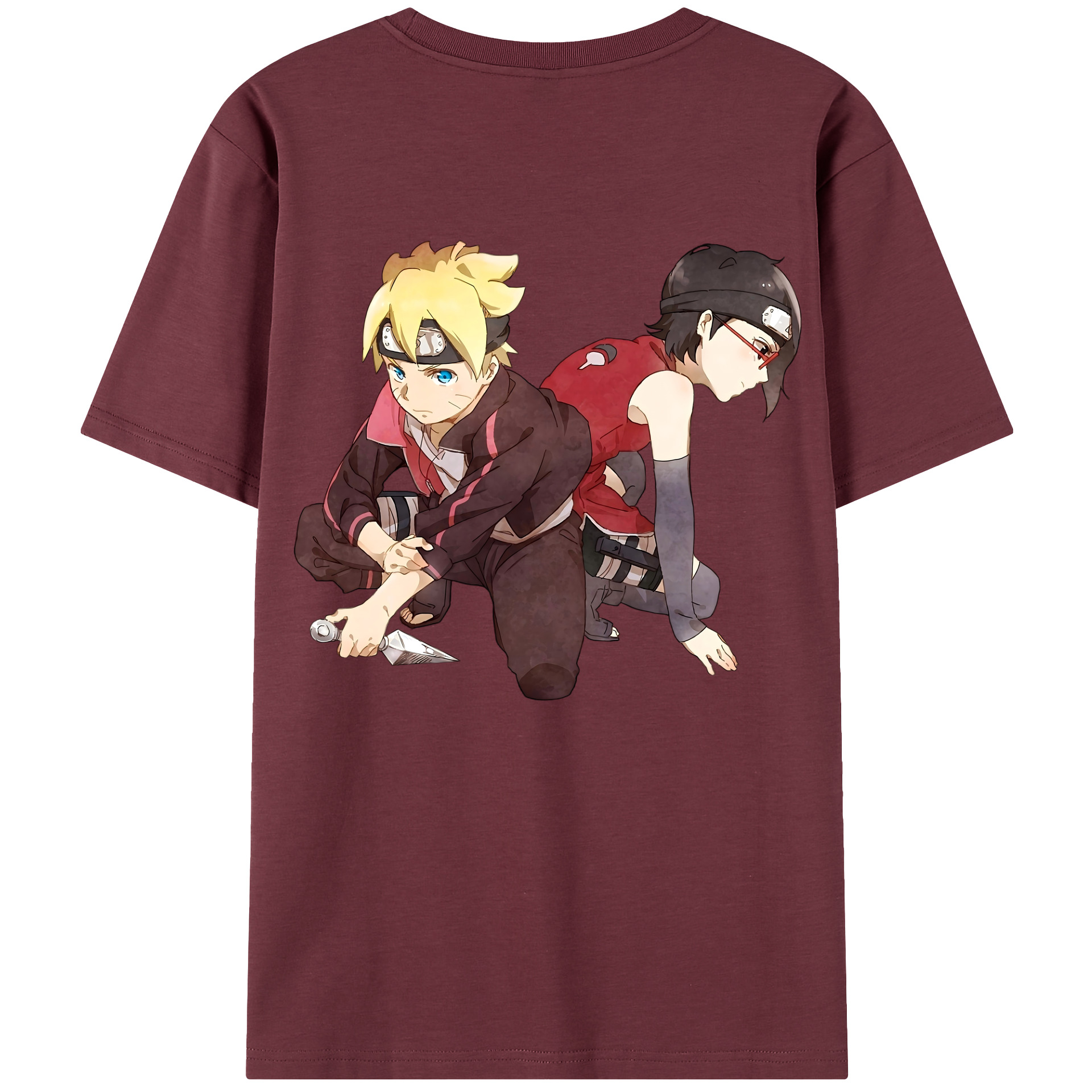 （画像用） NARUTO -ナルト- うちは サラダ Uchiha Sarada 綿100％半袖Tシャツ（背面プリント）